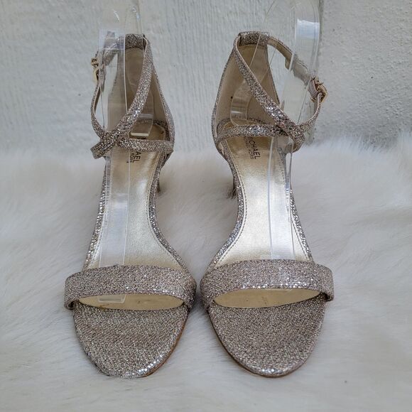 michael kors gold glitter ankle strap heels wmns sz 8.5 - Picture 1 of 5